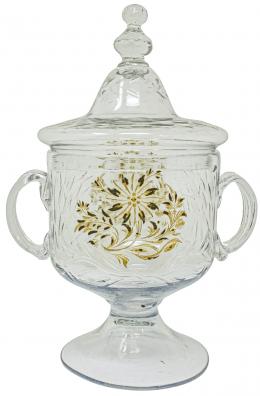 30 - COPA CON TAPA EN VIDRIO SOPLADO DE LA GRANJA S. XIX