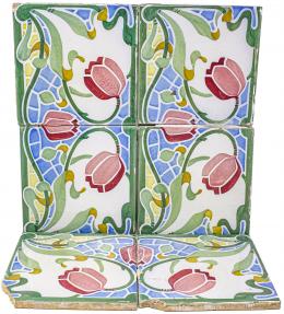 453 - CONJUNTO DE SEIS BALDOSAS MODERNISTAS DE PPS. DEL S.XX