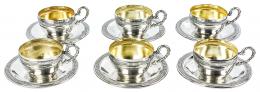 761 - SEIS TAZAS DE CAFÉ CON PLATO DE LOS AÑOS 40