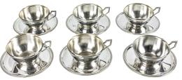 762 - SEIS TAZAS DE CAFÉ CON PLATO DEL PRIMER TERCIO DE SIGLO XX