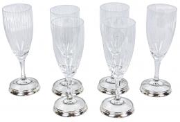 26 - CONJUNTO DE COPAS DE CAVA EN CRISTAL Y PLATA