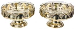 753 - PAREJA DE CENTROS DE PLATA Y CRISTAL
