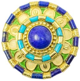 93 - BROCHE CON ESMALTES Y LAPISLAZULI