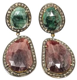 233 - PENDIENTES LARGOS CON CORINDONES