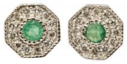 244 - PENDIENTES ROSETÓN CON ESMERALDA Y BRILLANTES