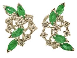 215 - PENDIENTES CON ESMERALDAS Y BRILLANTES