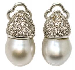 209 - PENDIENTES CON BRILLANTES Y PERLA AUSTRALIANA