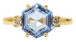 20 - ANILLO CON AGUAMARINA Y BRILLANTES