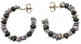 224 - PENDIENTES CRIOLLAS EN PLATA, ÓNIX Y PERLAS