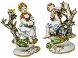 508 - PAREJA DE FIGURAS EN PORCELANA DE MEDIADOS DEL S.XX