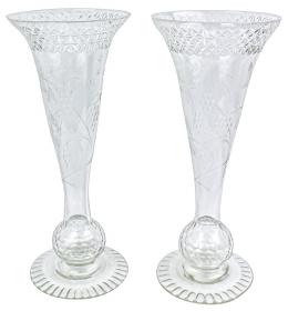75  -  PAREJA DE JARRONES EN CRISTAL TALLADO DEL PRIMER TERCIO S.XX