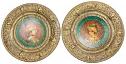 978 - PAREJA DE PLATOS DECORATIVOS DE FLES. S.XIX