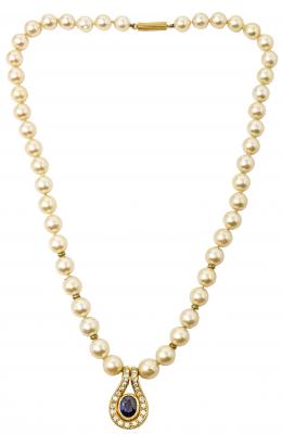 128 - COLLAR DE PERLAS CON ZAFIRO