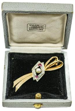 92 - BROCHE CON DIAMANTES AÑOS 40