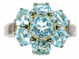 81 - ANILLO ROSETÓN CON CUARZOS AZULES