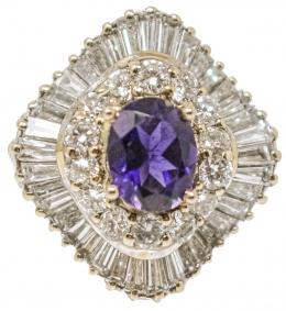 82 - ANILLO ROSETÓN CON IOLITA Y DIMANTES