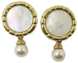 134 - PENDIENTES CON NÁCAR Y PERLAS AÑOS 80