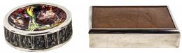 706 - CAJA CIGARRERA Y DOS CENICEROS DE PLATA