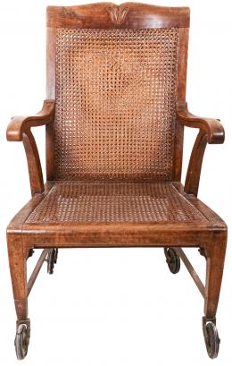 358 - SILLÓN INGLÉS CON RUEDAS DE MEDIADOS S.XIX