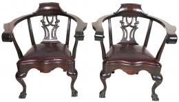 343 - PAREJA DE SILLAS INGLESAS "CHIPPENDALE" S. XIX
