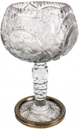 46  -  GRAN COPA DE CRISTAL TALLADO DE MEDIADOS DEL SIGLO XX