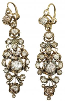 142 - PENDIENTES LARGOS CON DIAMANTES DEL S.XIX