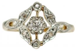 182 - SORTIJA CON DIAMANTES DE PPS. DEL S.XX