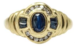 77 - ANILLO CON BRILLANTES Y ZAFIROS AÑOS 80