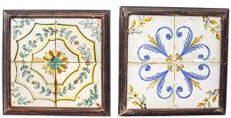 488 - PAREJA DE PLAFONES DE BALDOSAS DEL S.XIX