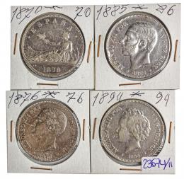 359 - 4 MONEDAS DE CINCO PESETAS DE PLATA