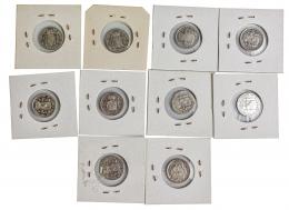 358 - 10 MONEDAS DE 50 CÉNTIMOS DE PLATA