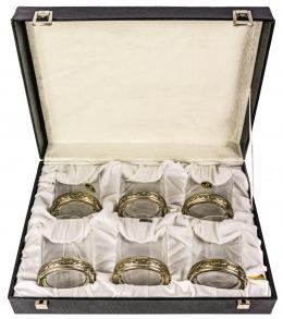 21 - CONJUNTO DE VASOS DE WHISKY EN CRISTAL Y PLATA