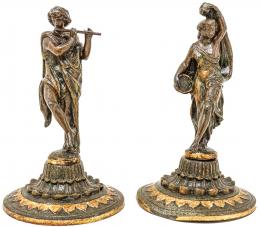 842 - PAREJA DE FIGURAS EN CALAMINA DE FINALES DEL S.XIX