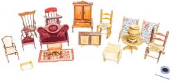 183 - CONJUNTO DE MUEBLES PARA CASA DE MUÑECAS 
