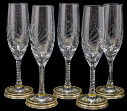 17 - CINCO COPAS DE CAVA DE MEDIADOS DEL SIGLO XX