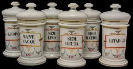 493 - SEIS TARROS DE PORCELANA DE FINALES DEL SIGLO XIX
