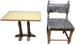 356 - SILLA VALENTÍ I MESA AUXILIAR DE LOS AÑOS 70