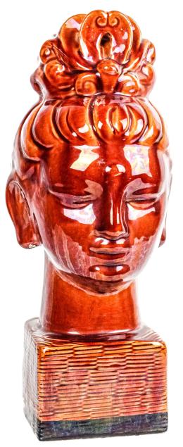 441 - BUSTO DE "BUDA" DE CERÁMICA ESMALTADA 