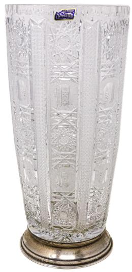 39 - JARRÓN FLORERO EN CRISTAL Y PLATA
