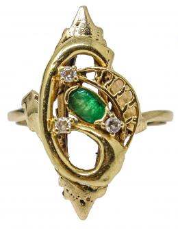 67 - ANILLO LANZADERA CON ESMERALDA