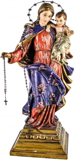 1001 - VIRGEN CON NIÑO DE ESTUCO POLICROMADO