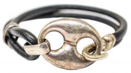 174 - PULSERA DE PLATA Y CUERO