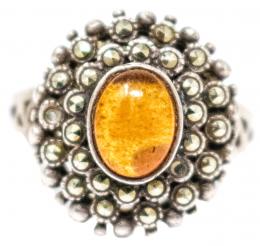 72 - ANILLO ROSETÓN CON ÁMBAR Y MARQUESITAS