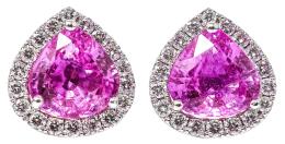 127 - PENDIENTES CON ZAFIROS ROSAS Y BRILLANTES