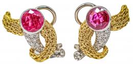 126 - PENDIENTES CON RUBÍES Y BRILLANTES