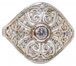 206 - SORTIJA CON DIAMANTES DE PPS. DEL S.XX