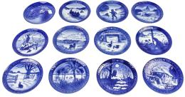 437 - 12 PLATOS PORCELANA DANESA DE LOS AÑOS 60-70.
