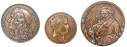 400 - TRES MEDALLAS DE MOLIÈRE, NAPOLEÓN Y GOYA