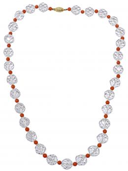 105 - COLLAR DE CRISTAL DE ROCA Y CORAL