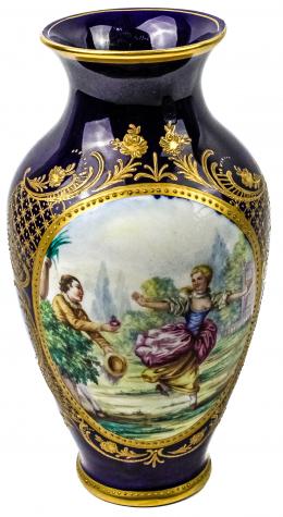 477 - JARRÓN EN PORCELANA FRANCESA DE ESTILO "SÈRVES"